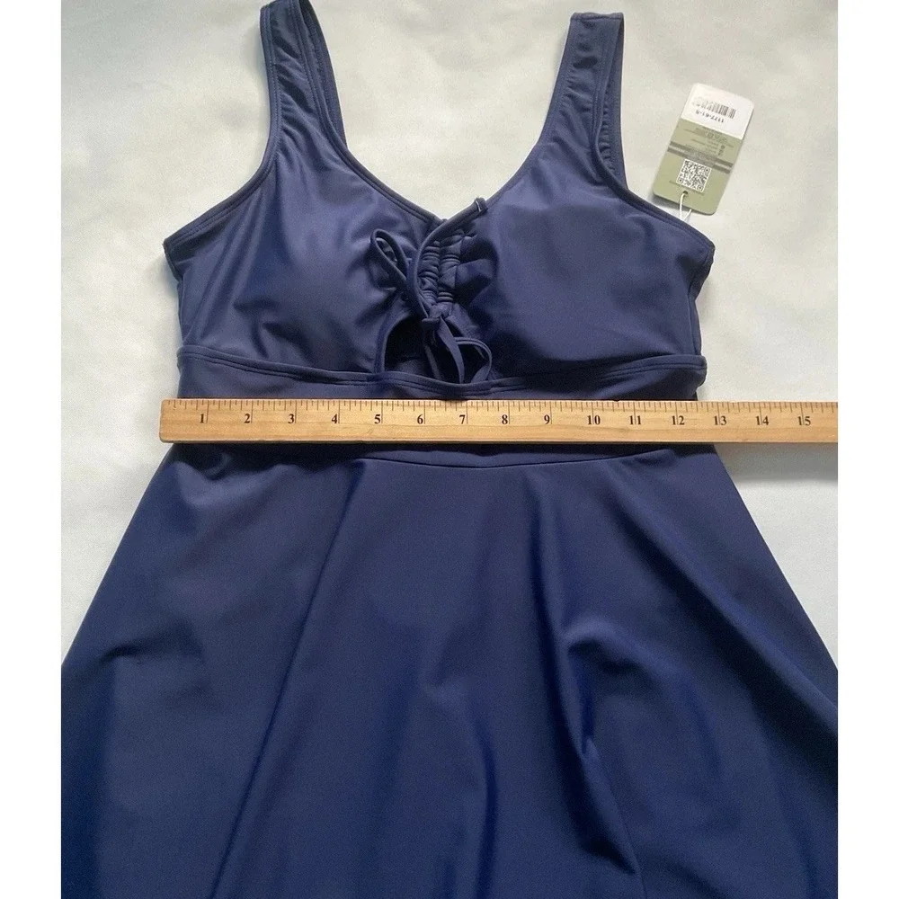 SHEKINI  Women's  One Piece Skirt  Swimsuit Swimdress‎ Size Small Deep Blue